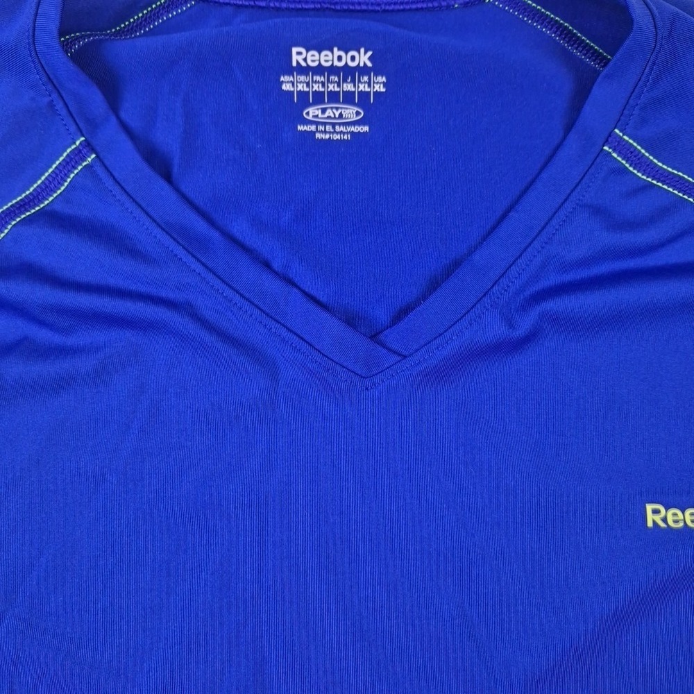 Reebok Performance Shirt Mens XL Blue‎ PlayDry Long Sleeve V-Neck Athletic